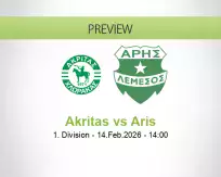 Akritas Aris betting prediction (14 February 2026)