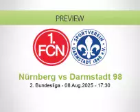 Nürnberg Darmstadt 98 betting prediction (08 August 2025)