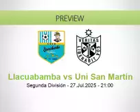 Llacuabamba Uni San Martín betting prediction (28 July 2025)