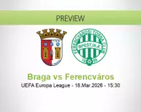 Braga Ferencváros betting prediction (18 March 2026)