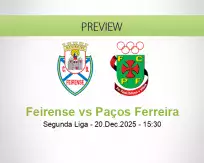 Feirense Paços Ferreira betting prediction (20 December 2025)