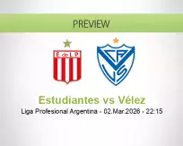 Estudiantes Vélez betting prediction (02 March 2026)