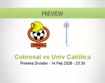 Cobresal Univ Católica betting prediction (15 February 2026)