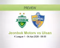 Jeonbuk Motors Ulsan betting prediction (04 April 2026)