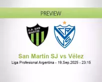 San Martín SJ Vélez betting prediction (19 September 2025)