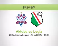 Aktobe Legia betting prediction (17 July 2025)