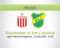 Estudiantes Def y Justicia betting prediction (23 September 2025)