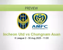 Incheon Utd Chungnam Asan betting prediction (30 August 2025)