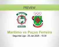 Marítimo Paços Ferreira betting prediction (25 January 2025)