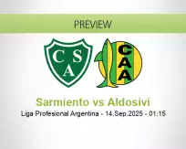 Sarmiento Aldosivi betting prediction (14 September 2025)
