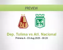 Dep. Tolima Atl. Nacional betting prediction (03 August 2025)