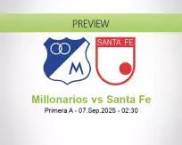 Millonarios Santa Fe betting prediction (07 September 2025)
