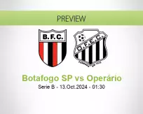 Botafogo SP Operário betting prediction (13 October 2024)