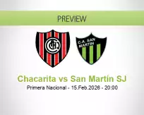 Chacarita San Martín SJ betting prediction (15 February 2026)