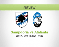 Sampdoria Atalanta betting prediction (28 February 2021)