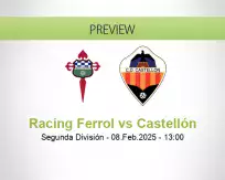 Racing Ferrol Castellón betting prediction (08 February 2025)