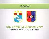 Sp. Cristal Alianza Univ betting prediction (20 July 2025)