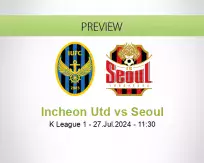 Incheon Utd Seoul betting prediction (27 July 2024)