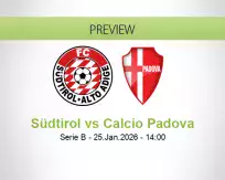 Südtirol Calcio Padova betting prediction (25 January 2026)