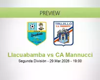 Llacuabamba CA Mannucci betting prediction (29 March 2026)