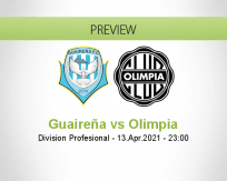 Guaireña Olimpia betting prediction (16 April 2021)