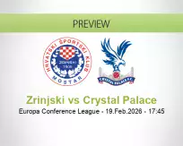 Zrinjski Crystal Palace betting prediction (19 February 2026)