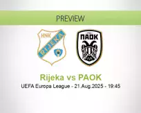 Rijeka PAOK betting prediction (22 August 2025)