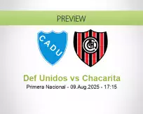 Def Unidos Chacarita betting prediction (09 August 2025)