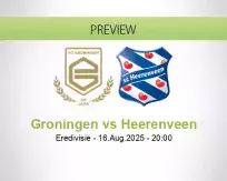 Groningen Heerenveen betting prediction (17 August 2025)