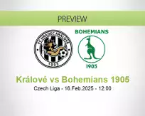 Králové Bohemians 1905 betting prediction (16 February 2025)