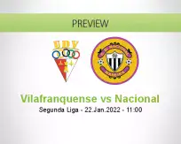 Vilafranquense Nacional betting prediction (22 January 2022)
