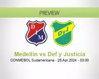 Medellín Def y Justicia betting prediction (25 April 2024)