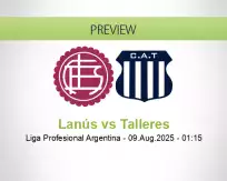 Lanús Talleres betting prediction (09 August 2025)