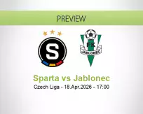 Sparta Jablonec betting prediction (18 April 2026)