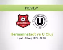 Hermannstadt U Cluj betting prediction (03 August 2025)