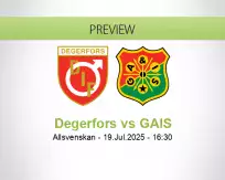 Degerfors GAIS betting prediction (19 July 2025)