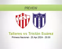 Talleres Tristán Suárez betting prediction (21 April 2024)