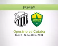 Operário Cuiabá betting prediction (14 September 2025)