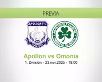 Pronóstico Apollon Omonia (23 noviembre 2025)