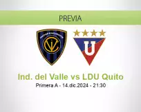 Pronóstico Ind. del Valle LDU Quito (14 diciembre 2024)