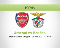 Pronóstico Arsenal Benfica (25 febrero 2021)