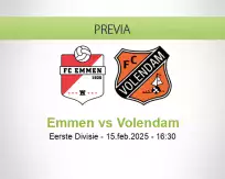 Pronóstico Emmen Volendam (15 febrero 2025)