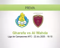 Pronóstico Gharafa Al Wahda (22 diciembre 2025)