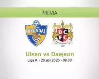 Pronóstico Ulsan Daejeon (26 abril 2026)