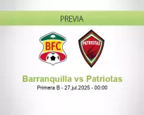 Pronóstico Barranquilla Patriotas (26 julio 2025)