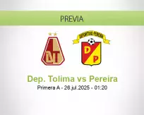 Pronóstico Dep. Tolima Pereira (25 julio 2025)