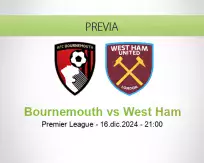 Pronóstico Bournemouth West Ham (16 diciembre 2024)