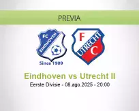 Pronóstico Eindhoven Utrecht II (08 agosto 2025)