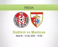 Pronóstico Südtirol Mantova (14 diciembre 2024)