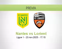 Pronóstico Nantes Lorient (23 noviembre 2025)